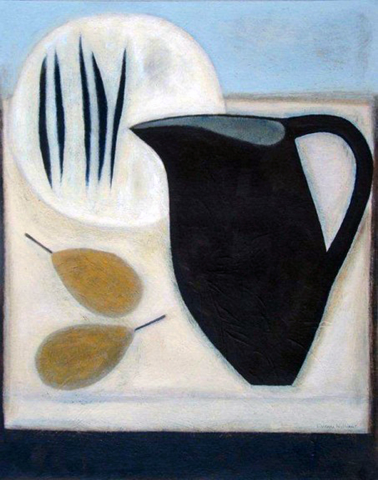 This still life, 'Jug with Pears and Beans,' by Vivienne Williams will be included in ‘The Mind’s Eye’ exhibition. Image courtesy Vivienne Williams  and Jerram Gallery.    